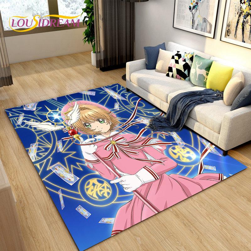 Cute Cartoon Cardcaptor Sakura Area Rug,Carpet Rug for Living Room Bedroom Sofa Doormat Decoration, Kids Play Non-slip Floor Mat