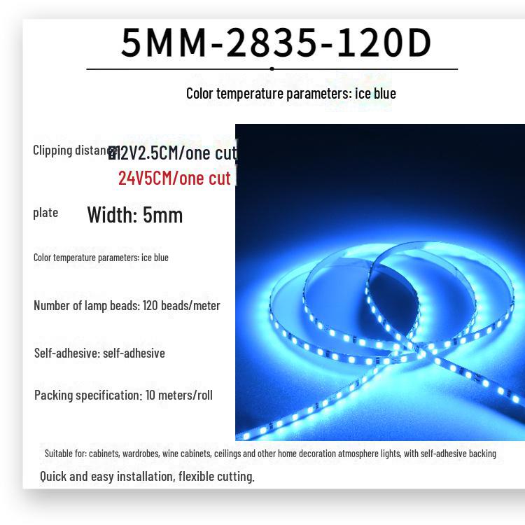 Low Voltage 12V/24V 5mm SMD 2835 LED Linear Light Strip for Wardrobes/Cabinets