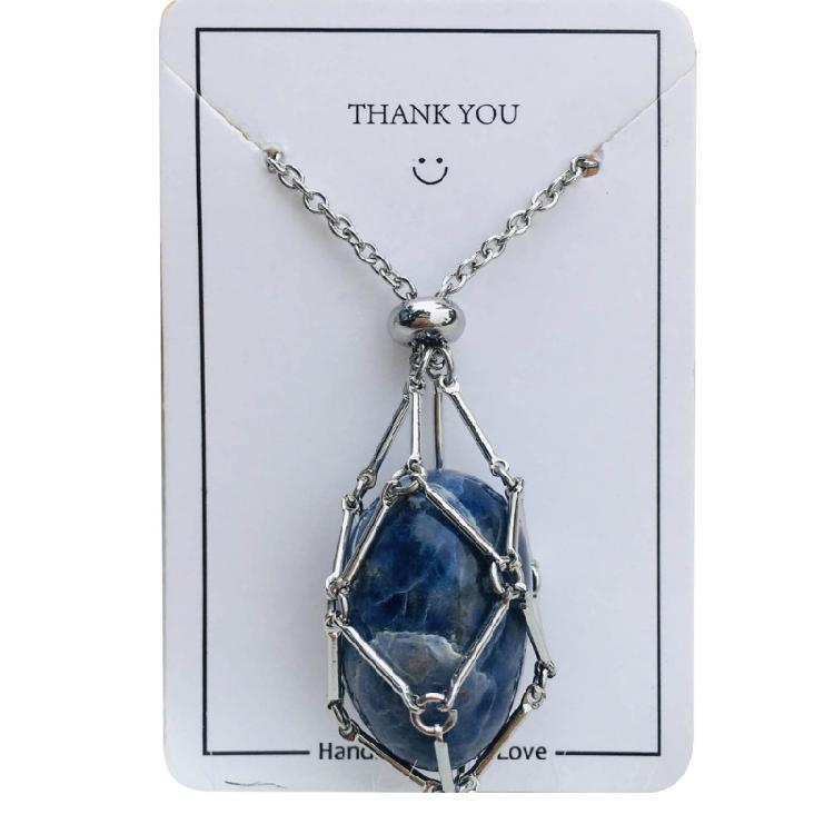 Crystal Cage Necklace Fashionable Metal Chain Neckwear Women Men Collecting Stone Holder Neckchain Jewelry Silver/Gold