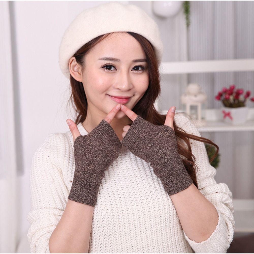 Touch Screen Half Finger Gloves Warm Knitted Mittens Comfortable Cycling Mittens