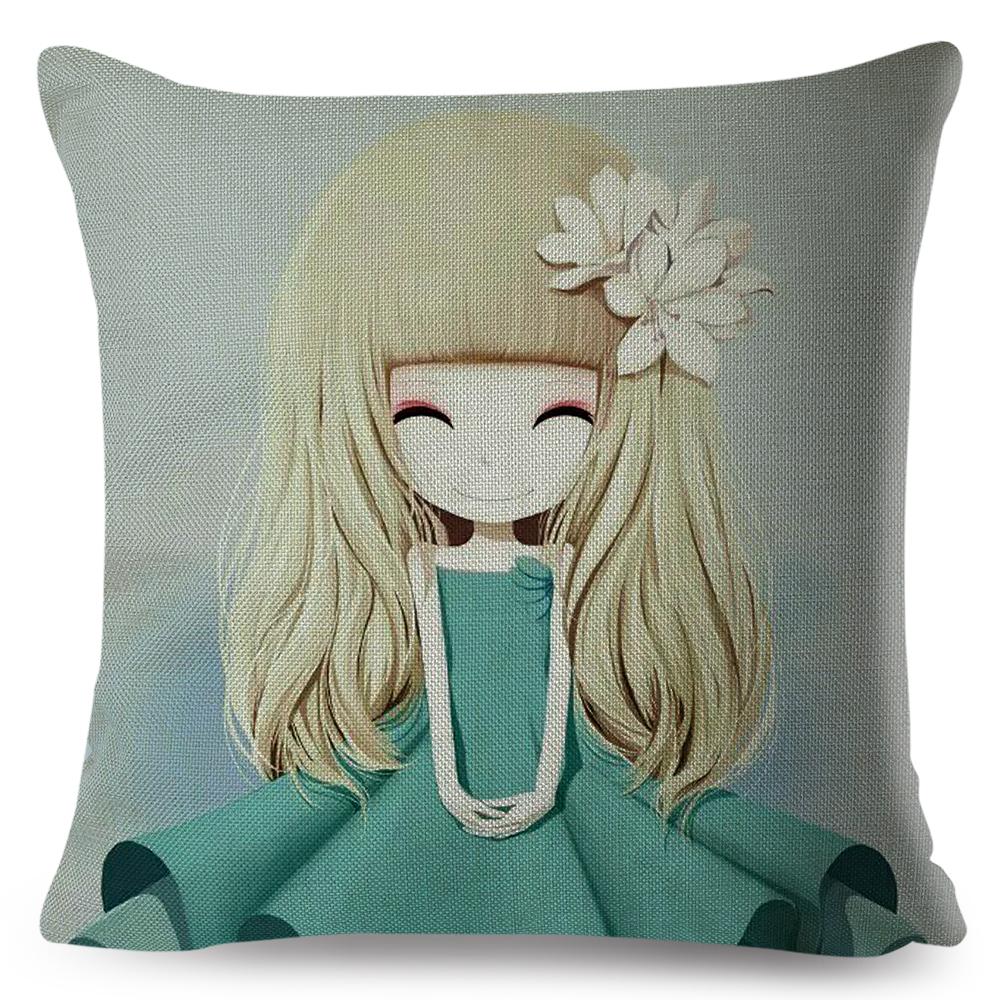 Dreamy Scene Illustrated Cushion Cover Umbrella Flower Soft Background Art Print Soft Square Pillow Modern Home Decor xcm