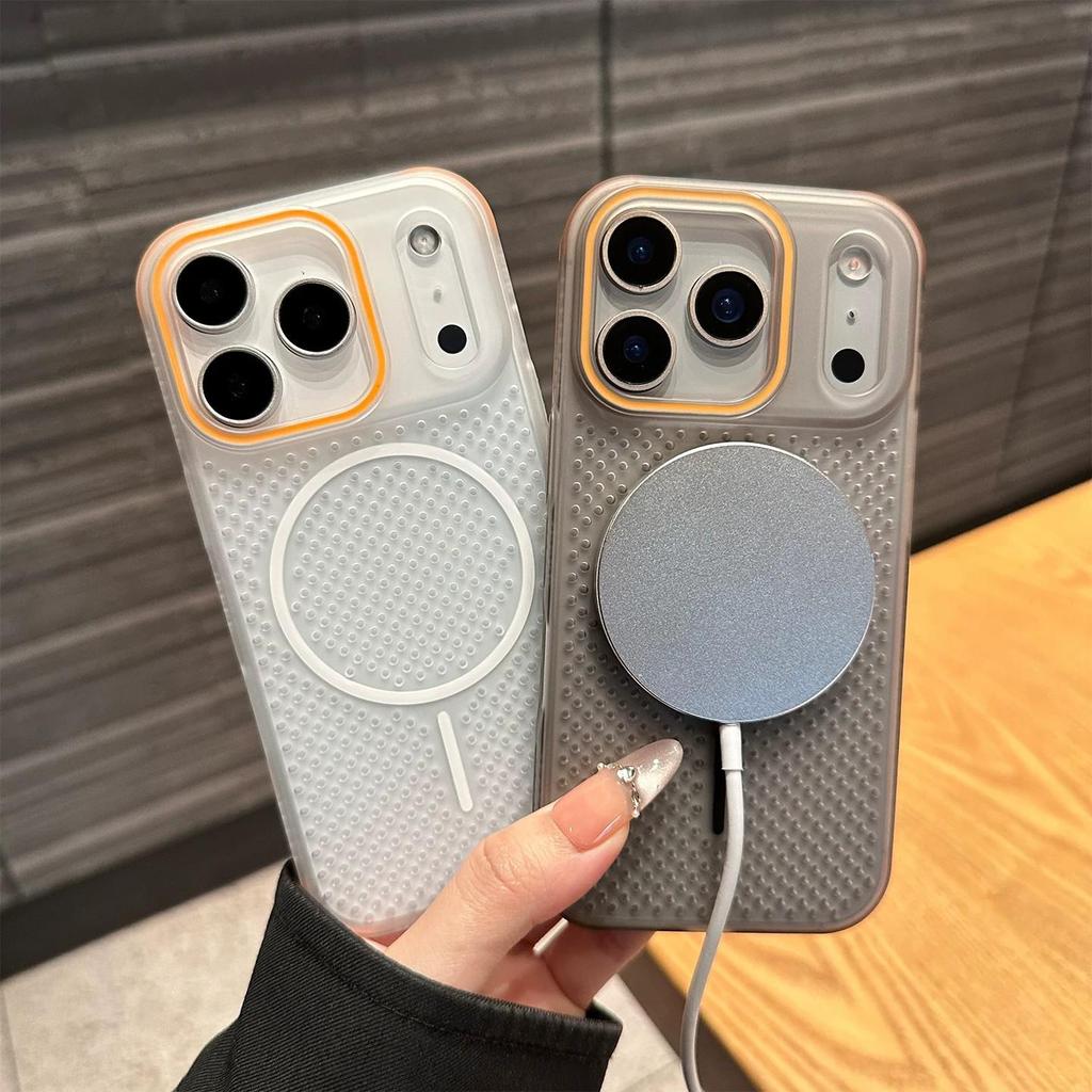 iPhone 17 Pro Max/16 Magnetic Honeycomb Cooling Case with Two-Color Ring