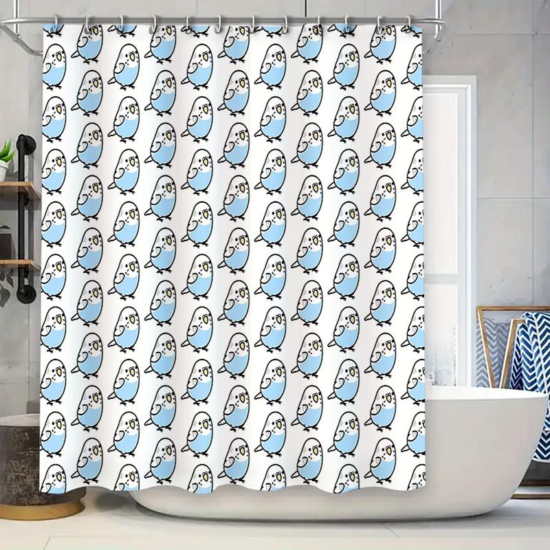 

Cute Bird Shower Curtain Blue Birds Pattern Waterproof Bathroom Decor Set Vintage Farmhouse Style Home Textile Accessories W60H190(CM)-1 Pcs