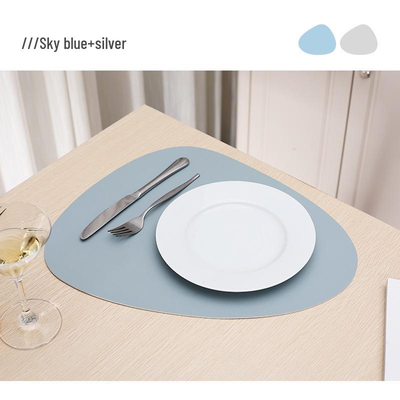 Two-Tone PU Leather Placemat: Waterproof, Oil-Proof, Heat-Insulating, Non-Slip PVC Mat for Western Dinner Plates.