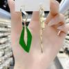 Small and Versatile Green Earrings for Women, Trendy Design with Asymmetrical Geometric Earrings