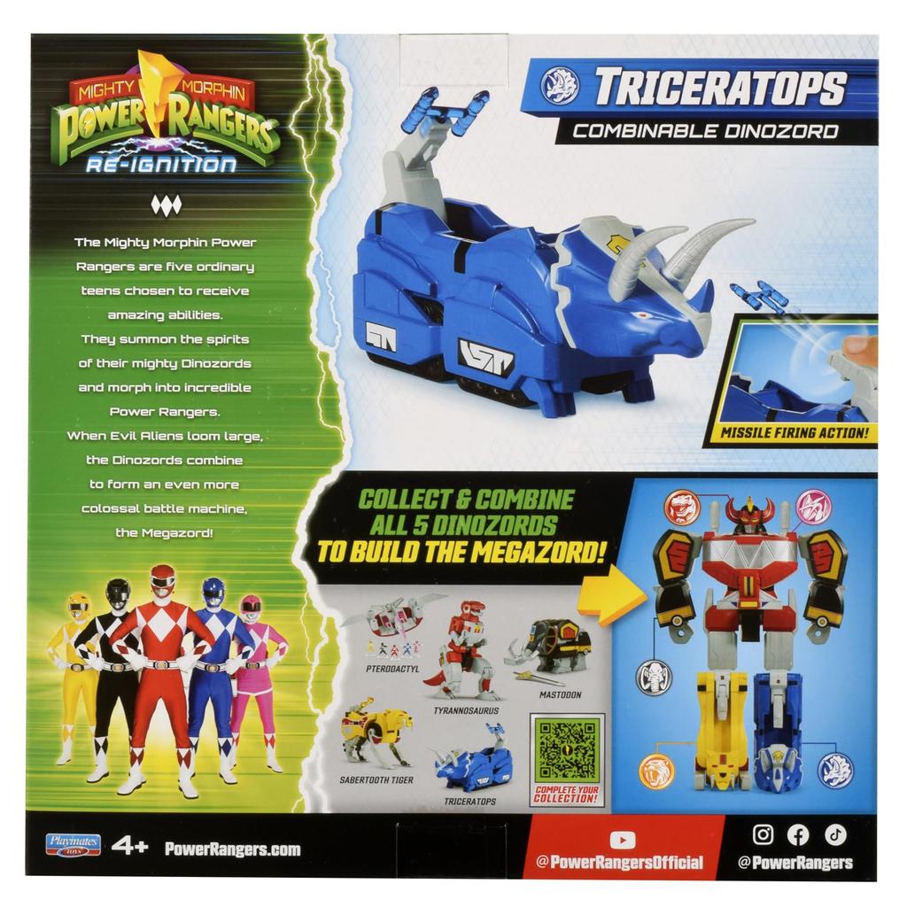 Playmates Toys Mighty Morphin Power Rangers Triceratops Combinable Dinozord