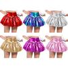 Girls Metallic Bubble Skirt Elastic Waistband Shiny Bud Skirt Sparkly Performance Costume