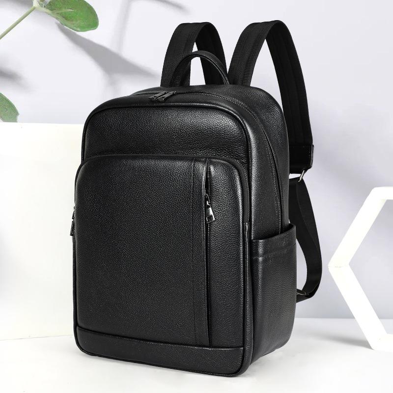 

Мужской рюкзак из натуральной кожи, сумка для компьютера, рюкзак и школьная сумка чёрный