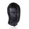 Unisex Damen Herren Cosplay Gesichtsmaske Halloween Sexy PU Leder Kordelzug Vollmasken Kapuze für Rollenspiel Kostüm Kopfbedeckung