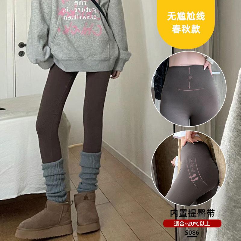 Fleece thickened shark pants women wear new autumn and winter thermal cotton pants tight and thin coffee leggings