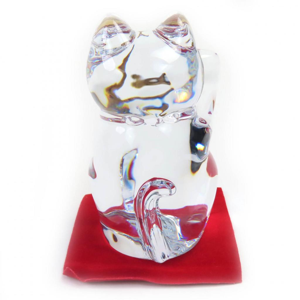 Excellent Baccarat object Lucky Cat clear crystal Women Used
