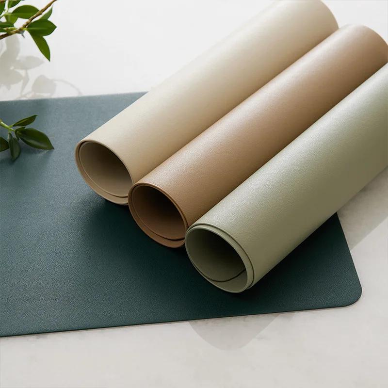 Home Use Solid Color Semi-PU Leather Placemat Waterproof Oil-Resistant Heat-Resistant Table Mats Dining Hotel Settings