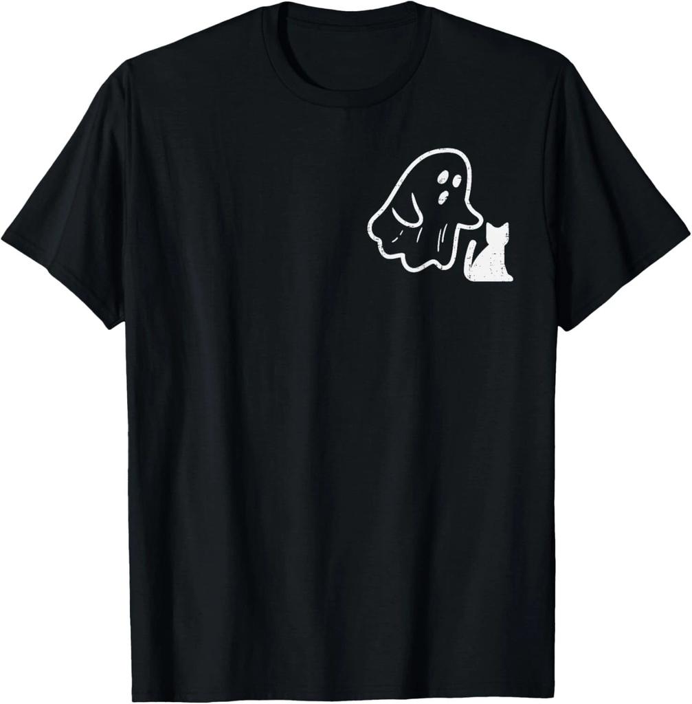 Ghost Cat Pocket Funny Halloween Costume Men Women Kids T- Shirt