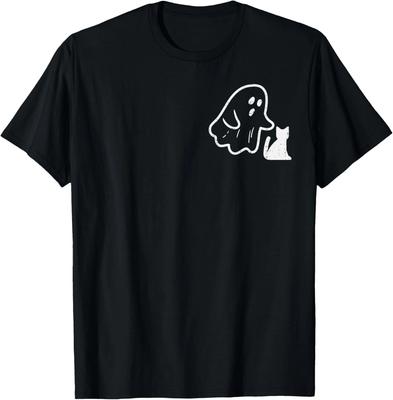 Geisterkatze Tasche Lustiges Halloween Kostüm Herren Damen Kinder T-Shirt