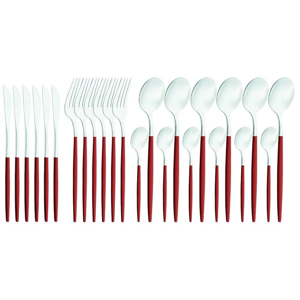 Fabulous 24PCS/SET Tableware Dinnerware Sets Gold Flatware Cutlery Fork Dessert Spoon Coffee Cutlery Dinner Wedding Decoration