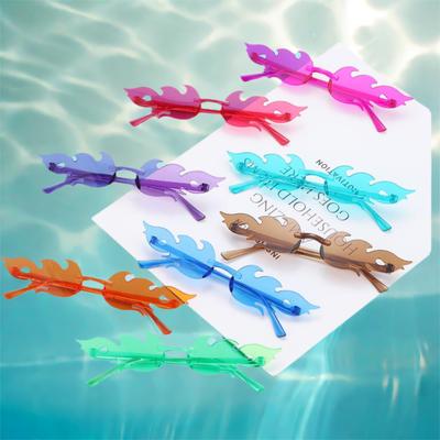 Fire Flame Sunglasses For Women Trendy Rimless Sunglasses Novelty Metal Frame Uv400 Sun Glasses Party Cosplay Eyewear
