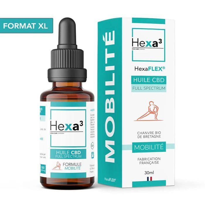 HexaFLEX XL CBD Oil Mobility, Organic Hemp, Full Spectrum 20%, 6000mg (30ml) 4 Bottles
