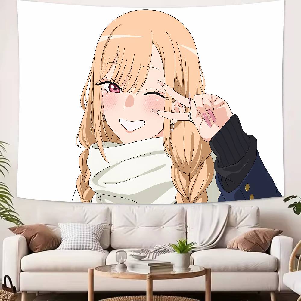 Large Kawaii Pretty Girl Marin Kitagawa Tapestry Wall Hanging Wall Rugs Dorm Decor Blanket Camping Decoration Tapestry