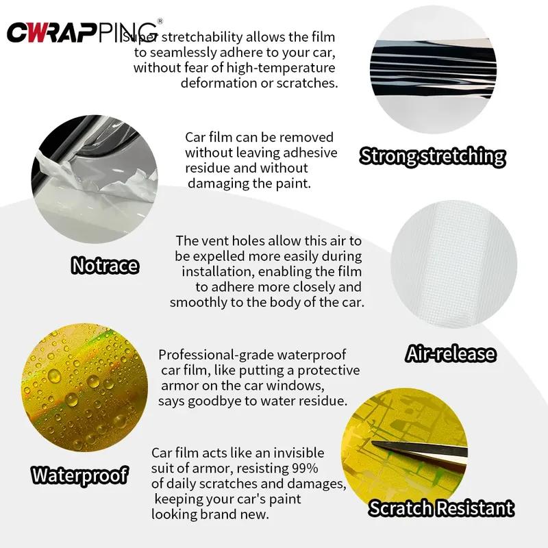 Car Exterior Decoration Glossy Gold Airplane Pattern Film Carbon Fiber Waterproof Vinyl Stickers Creative Modeling Accessories