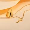 Stainless Steel Necklace Flat Cross Chain Shell Lock Key Personality Design, Women Unique Accessories for Birthday Party