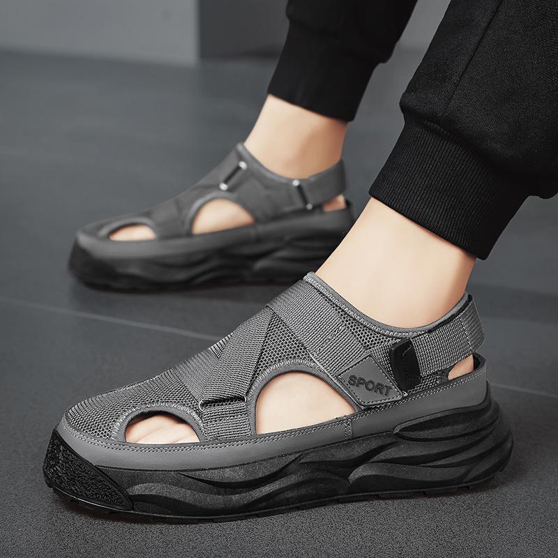 Men's Anti Slip Wear-resistant Fashionable Sports Sandals Thick Soled Breathable Mesh Perforated Shoes Men's Shoes Trendy Shoes