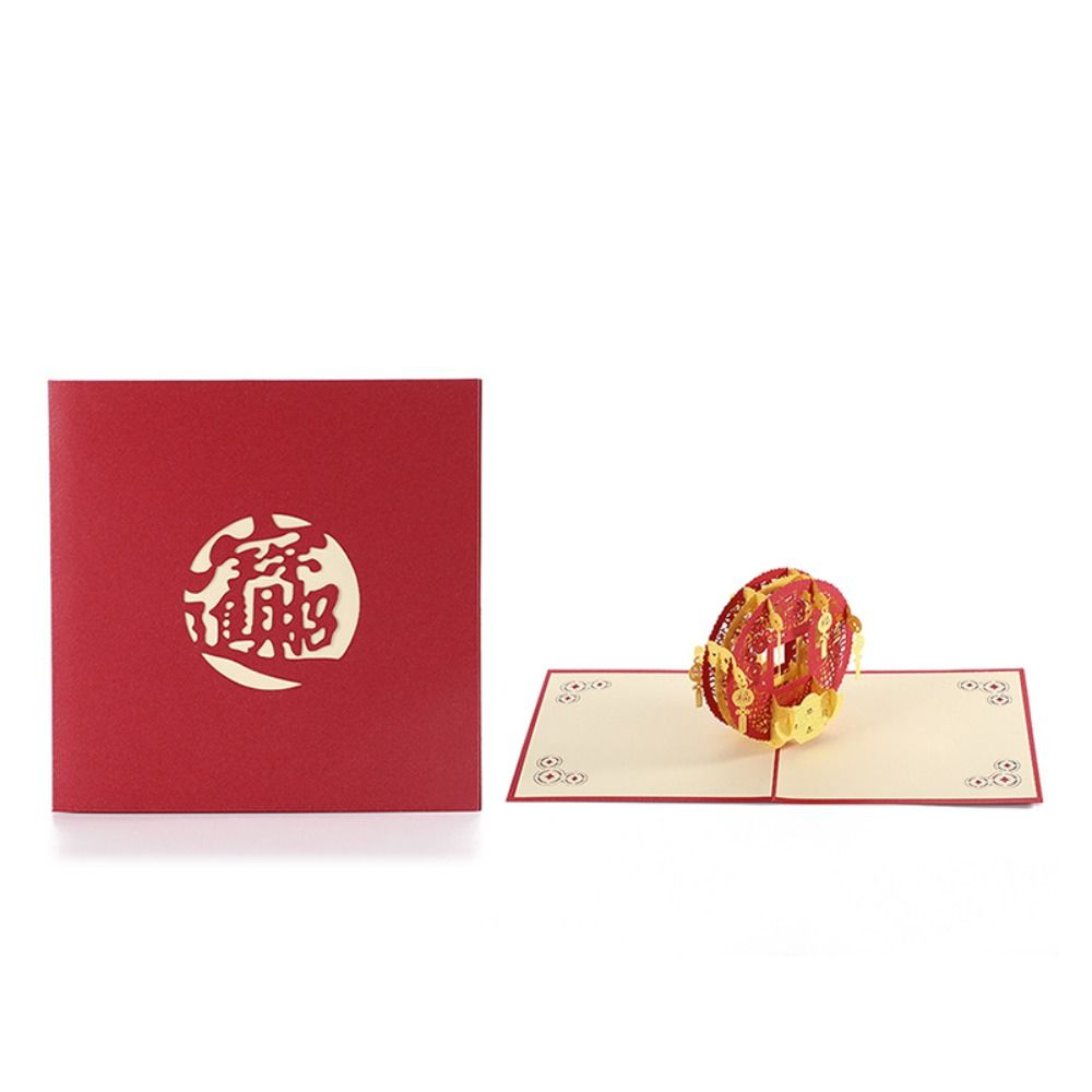 3D Pop Up New Year Greeting Card Handmade Three-dimensional Thank You Card Paper Carving Hollow Carved Blessing Card