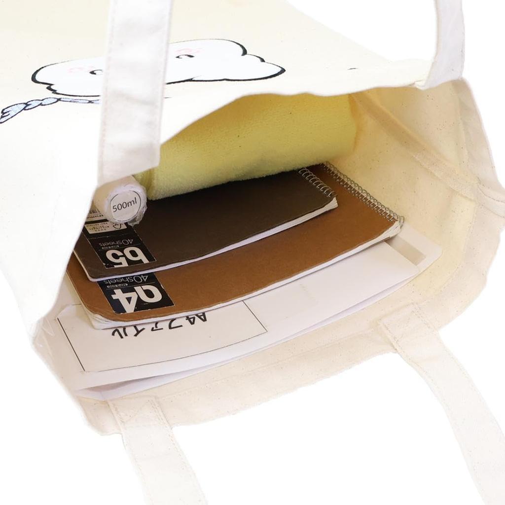 Hanamaru Ghost Applique Tote Bag, Pastel Pop, Natural