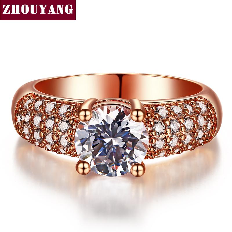 

Micropave Setting 7mm 4 claws 1.5ct AAA+ CZ Wedding Ring Rose Gold Color Luxury Jewelry Women ZYR105 9