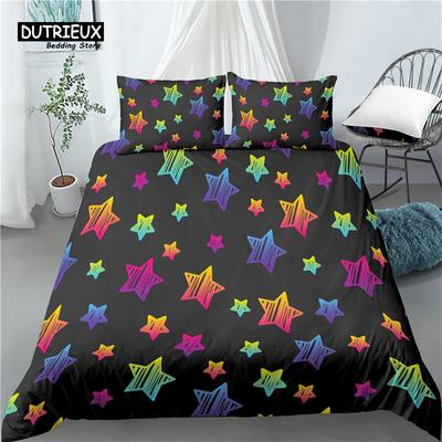 Home Living Luxury 3D Color Stars Print 2/3Pcs Soft Duvet Cover PillowCase Bedding Sets Kids Queen and King EU/US/AU Size