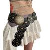 Cintura Larga in Ecopelle Stile Boho con Fibbia Metallica Circolare per Donne Moda Estiva