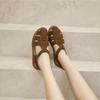 Fashion AIYUQI Flat-soled Retro Genuine Leather Hollow Baotou Sandals Women's 2025 New Hollow Pig Cage Women's Sandals
