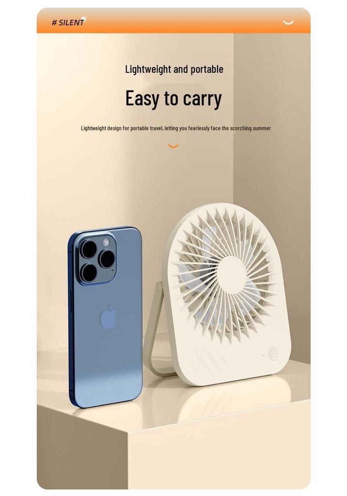 Ultra-Thin Quiet Desktop USB Rechargeable Portable Mini Fan for Office & Dorms