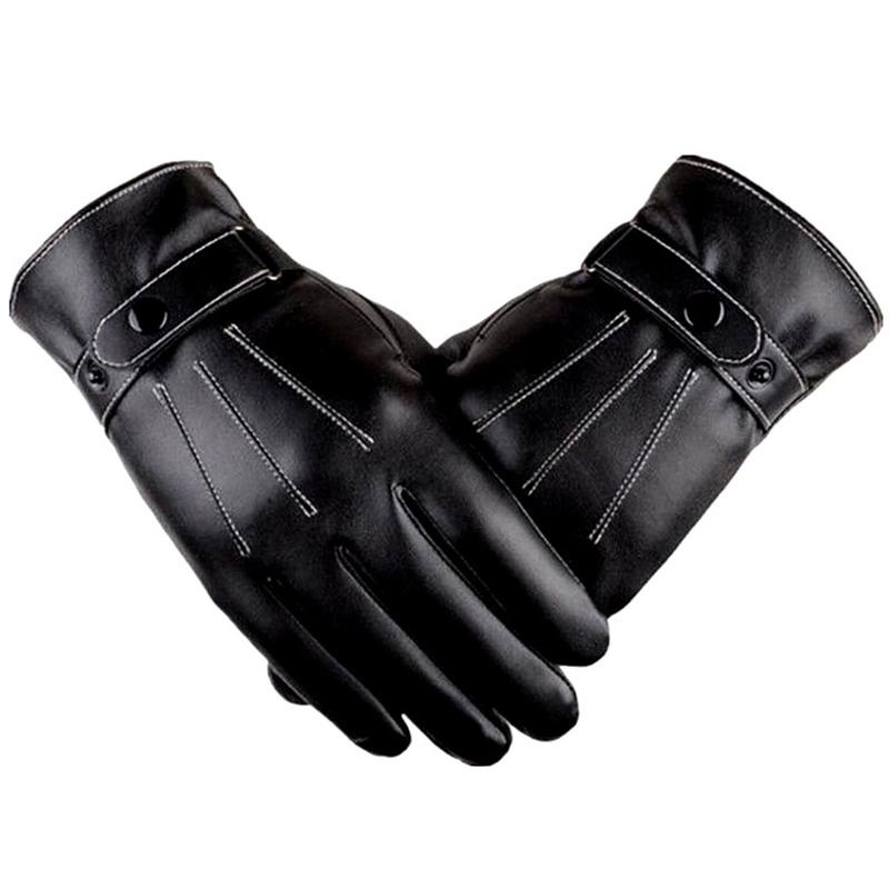 Men Thickened Motorcycle Gloves PU Leather Adjustable Motorbike Protective Gloves for Climbing Hiking Outdoor Sports