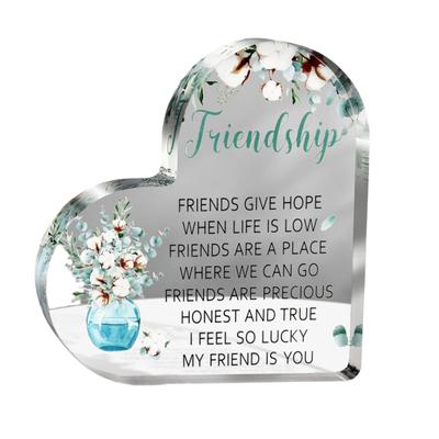 Colorful Butterflies Cross Pattern Heart Ornament Letter Print Friendship Acrylic Ornament Female Acrylic Heart Sign Present