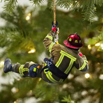 Autoanhänger Feuerwehrmann Personalisiert Weihnachten Feuerwehrmann Baumschmuck Anhänger Weihnachtsanhänger Auto Rückspiegel Zuhause Mir P4Y1