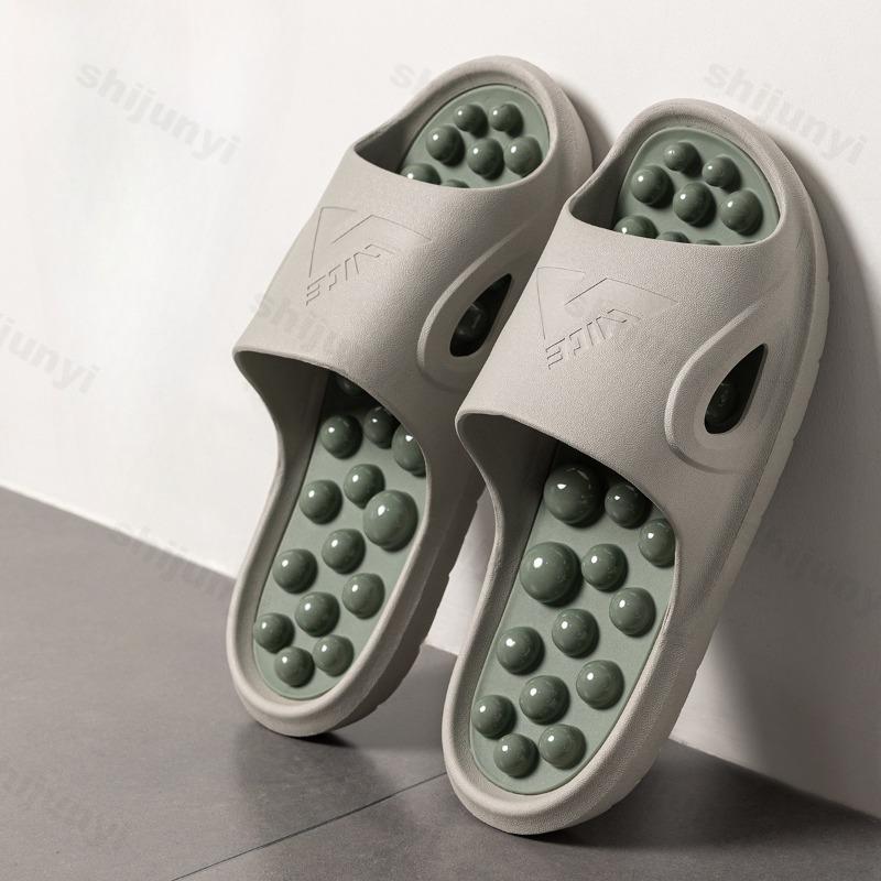 Fashion Men Women Bathroom Slippers Summer 2025 Massage Beach Slippers Casual House Shoes Couple Flat Non Slip PVC Female Male Slippers