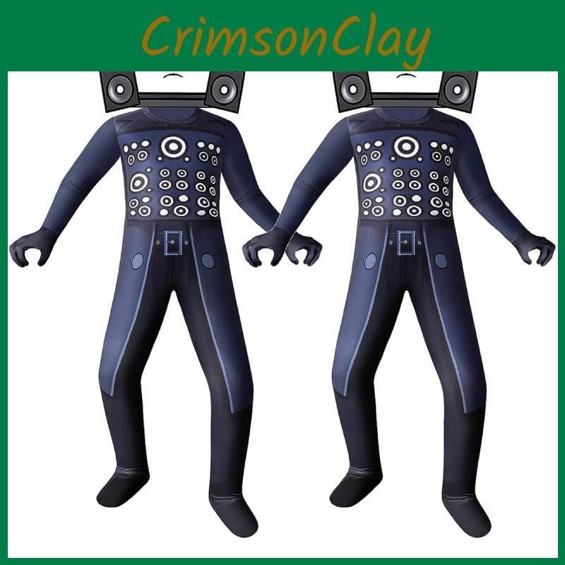 Skibidi Super Toilet Tv Man Kids Cosplay Costume Halloween Bodysuit Party