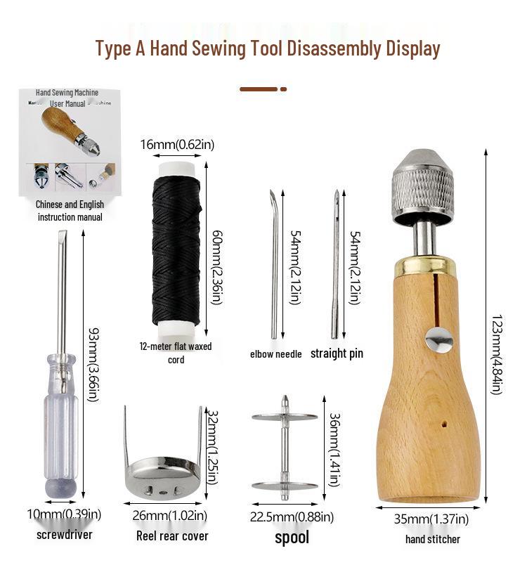 Leather Craft Sewing & Carving Tool Set with Waxed Thread and Canvas Awl