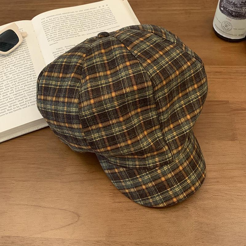 Versatile Red Plaid Cloud Beret Cap For Women Perfect For Casual Spring And Wear Summer