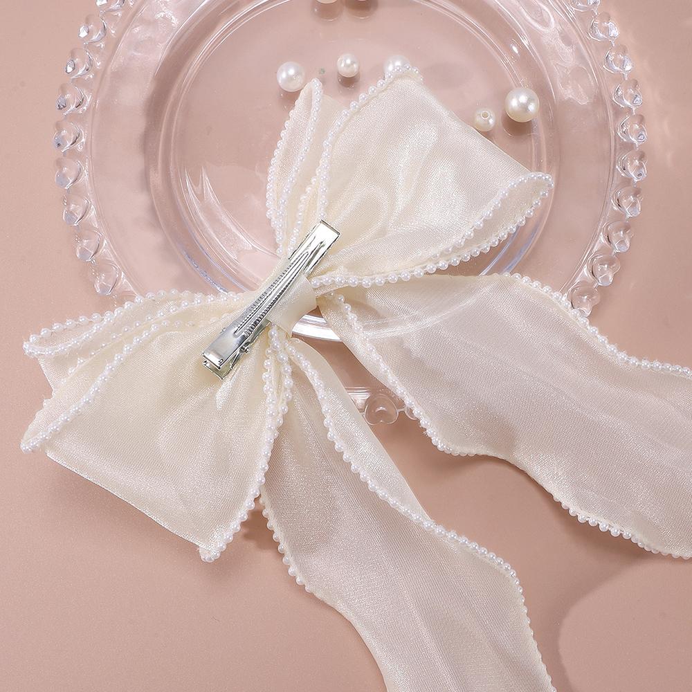 Elegant Bow Ribbon Hairpins for Women Girl Long Pearl Hairpins Bowknot Stain Hairpins Spring Hairpin Hair Accessories Gift
