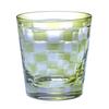 Retro Cut Glass Rock Glass Cup 260cc Checkered Green Current Model J-kitchens 85xH90mm