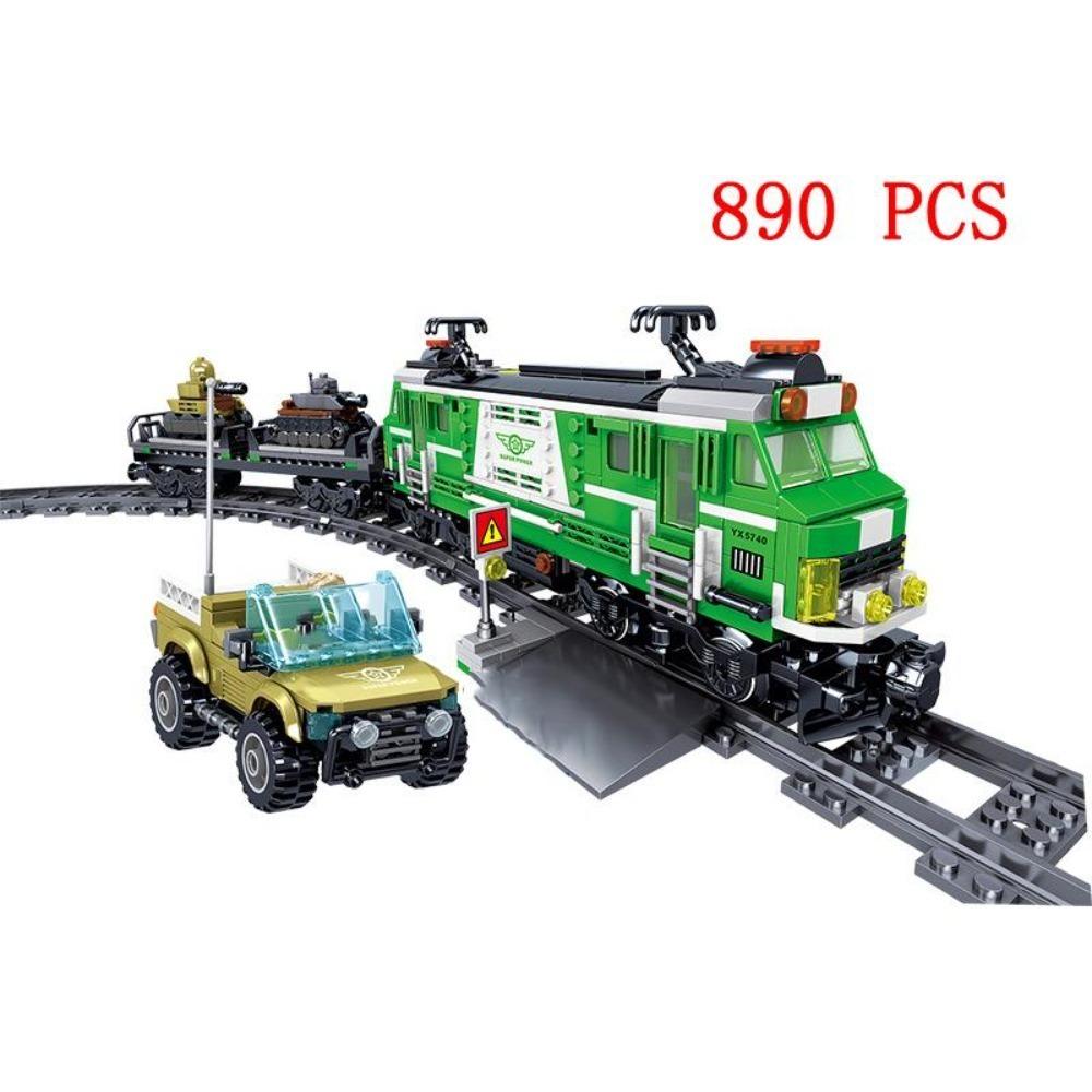 City Train Set Steam Bullet Vehicle Cargo Railway Station Model Building Blocks Brick Tracks Rail No Motor Kits Carriage Kid Toy