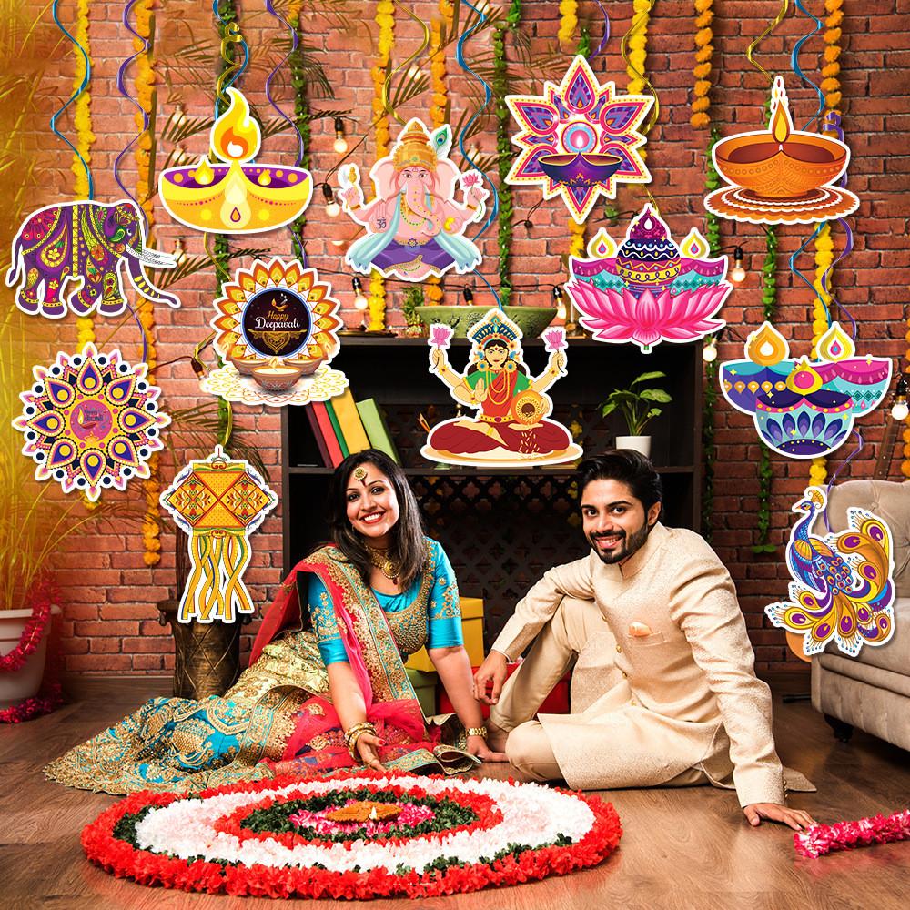 Festival Paper Diwali Hanging Decorations Elephant Paper Spiral Party Decor