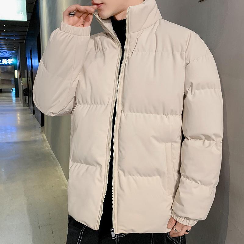 Winter New Stand-up Collar Simple Sports Thickened Warm Cotton Clothes Solid Color Couple Loose Trend Cotton Coat