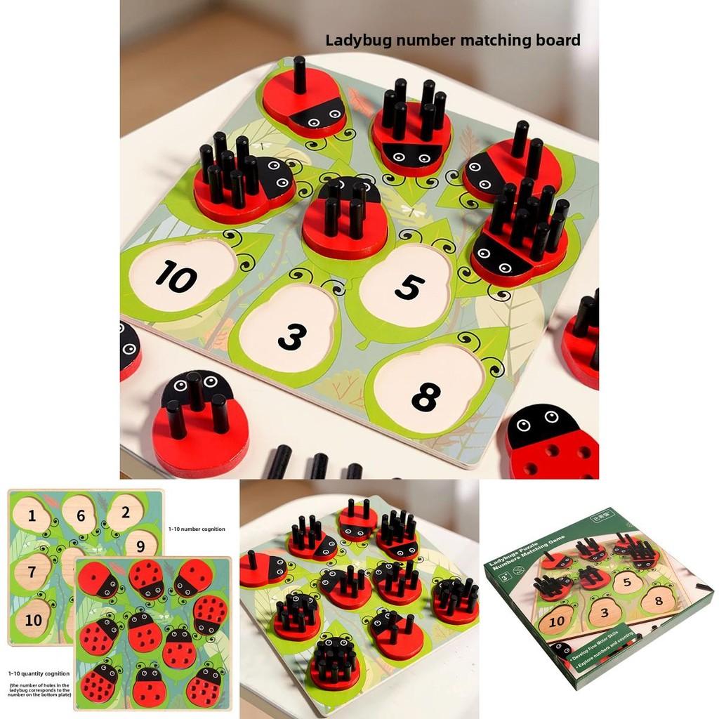 Holz-Insekten-Marienkäfer-Zuordnungsspiel für Kinder Pädagogisch Feinmotorik Gleichgewicht Eltern-Kind-Spiel