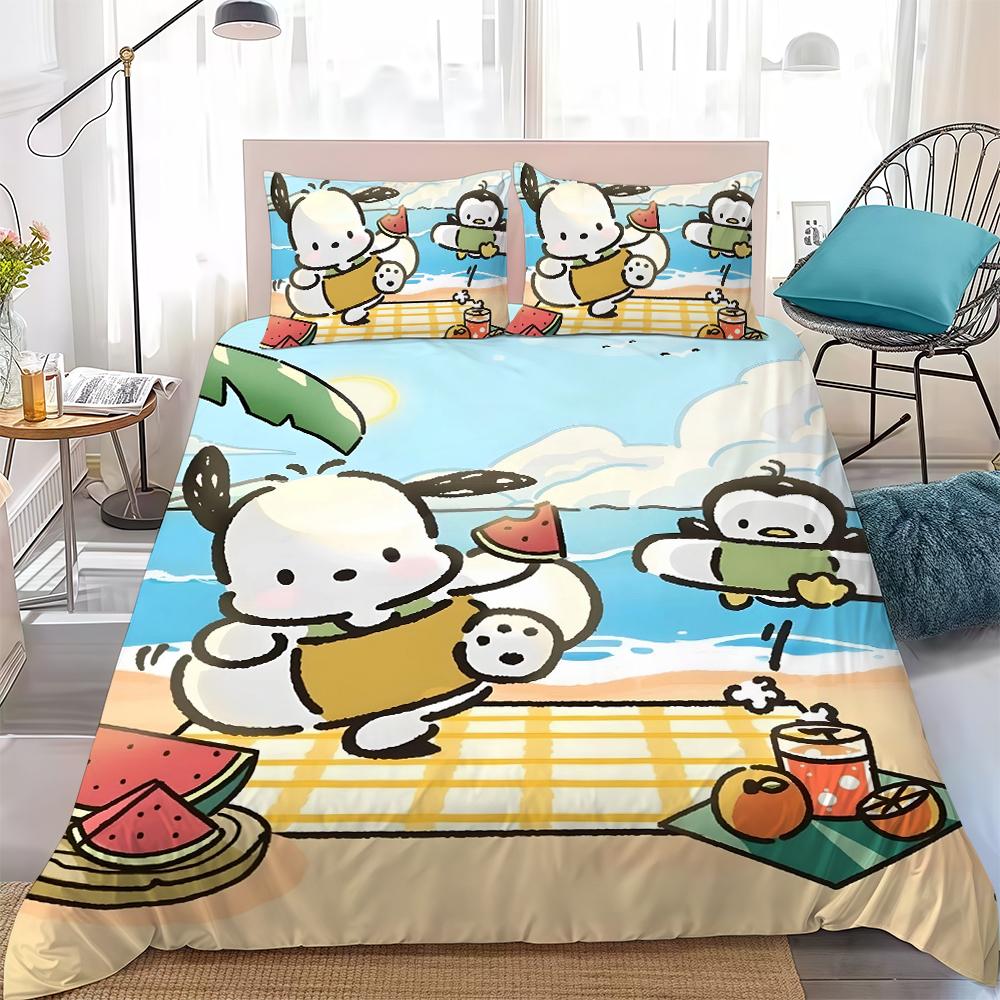 Kawaii P-Pochacco Duvet Cover Set Home Style Bedding Soft Laundry Cotton Bed 3 Piece Set Student Dormitory Gift