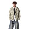 Unisex Schwergewichtiger, gestreifter Kapuzencardigan, Herbst/Winter, Koreanischer Stil, Strickpullover aus Wolle für Paare.