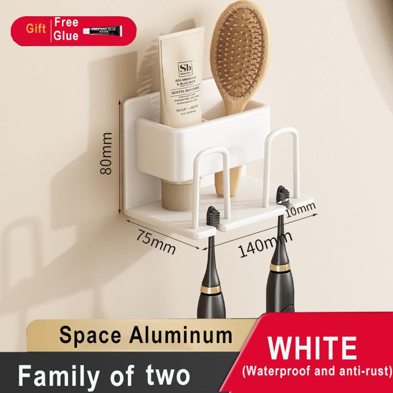 Toothbrush Holder Wall-mounted Gargle Cup Storage Electric Razor Shaver Shelf Batchroom Toiletries Organization Toothbrush Rack