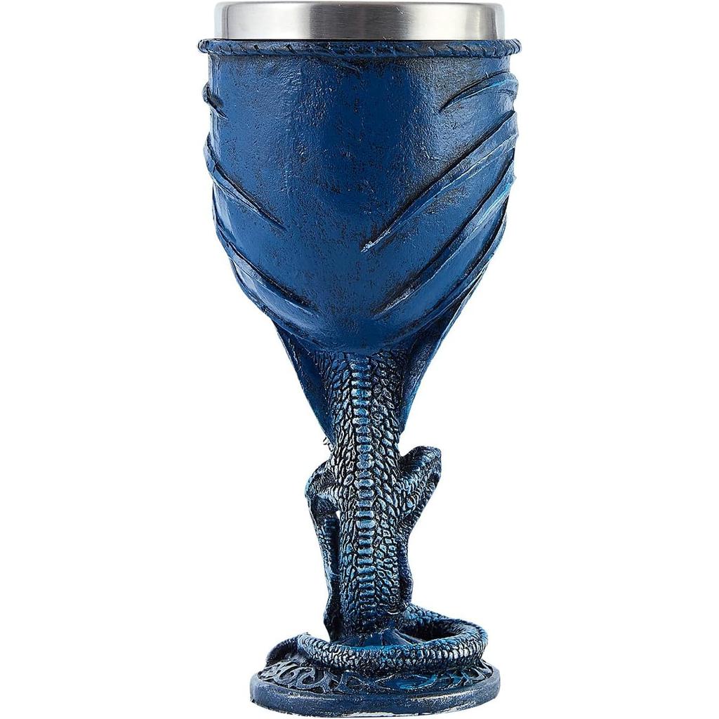 Blue Dragon Goblet Stainless Steel Dungeons and Dragons Gift Chalice Wine Goblet 7 Oz. (Blue Sword Dragon)
