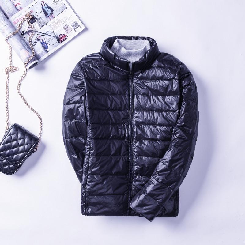 Women's Minimalist Solid-Color Down Jacket with Stand Collar Lightweight Style Plus Size Available